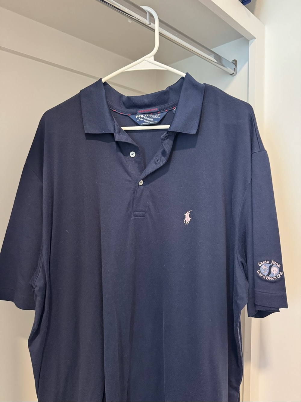 Polo by Ralph Lauren Navy Polo with Pink Embroidery